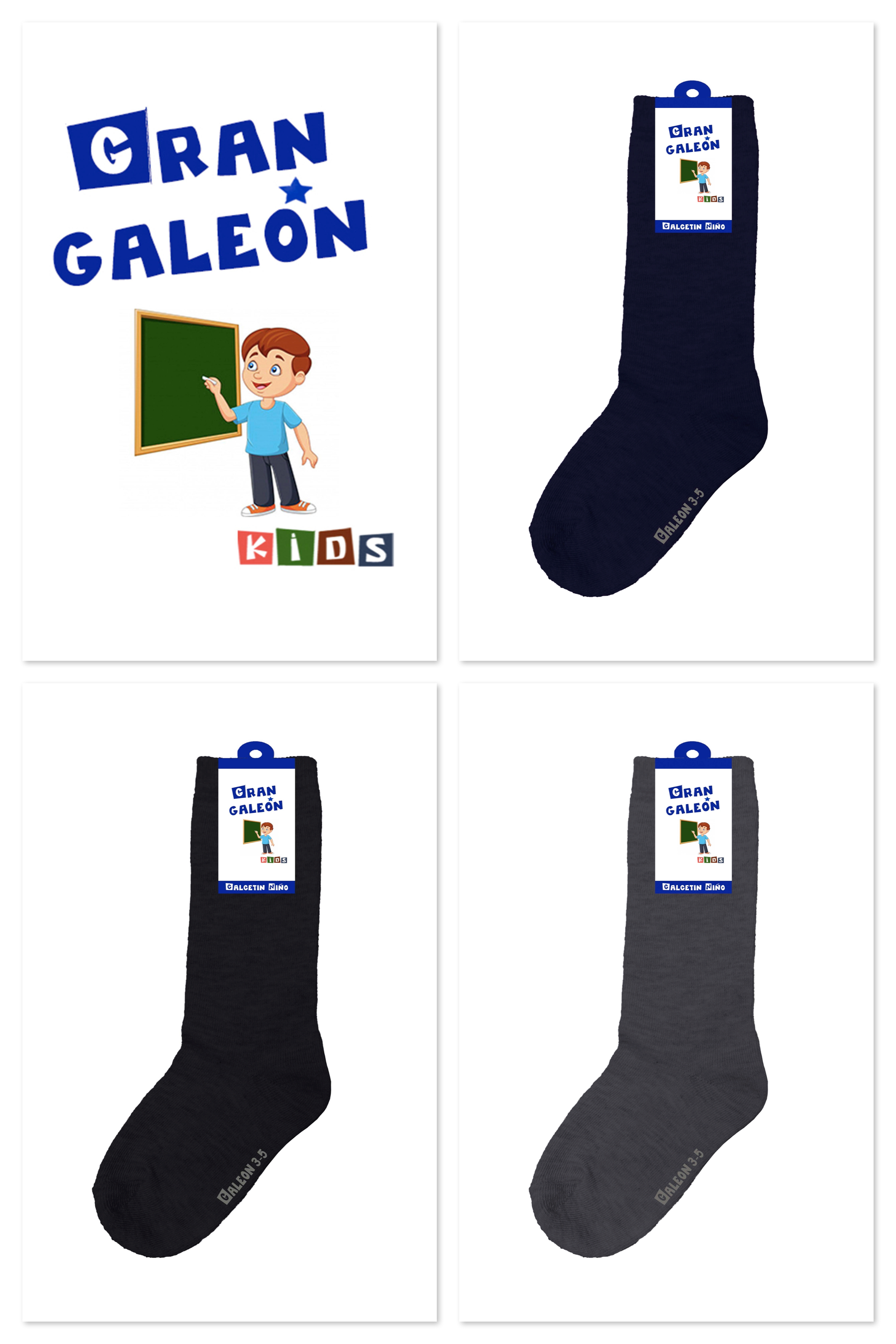 Foto 3 pulgar | Calcetines de Algodón Gran Galeón color Azul Marino para Niño Pack con 6 Pares