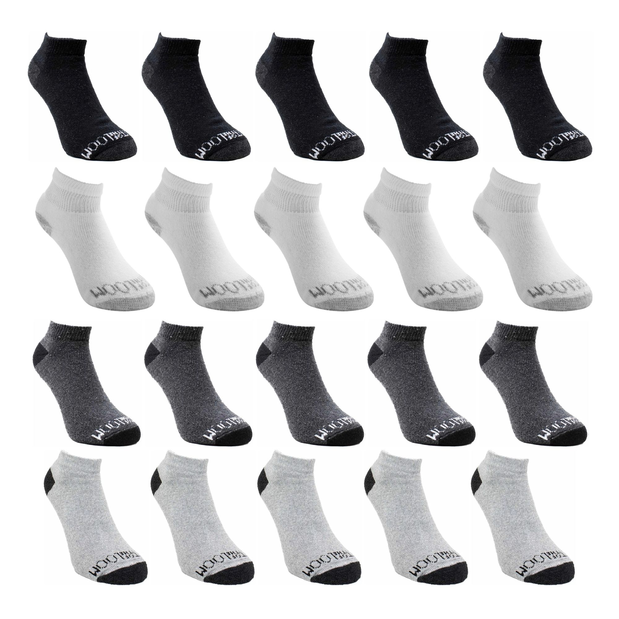 Foto 3 pulgar | 20 Pares Tin Para Niño Fruit Of The Loom Talla Grande Color Blanco Negro Jaspe Y Oxford