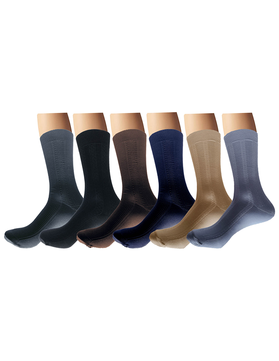 Foto 1 | Pack 6 Pares de Calcetines Gran Galeón 1000 Multicolor de Vestir Delgados colores Obscuros para Hombre