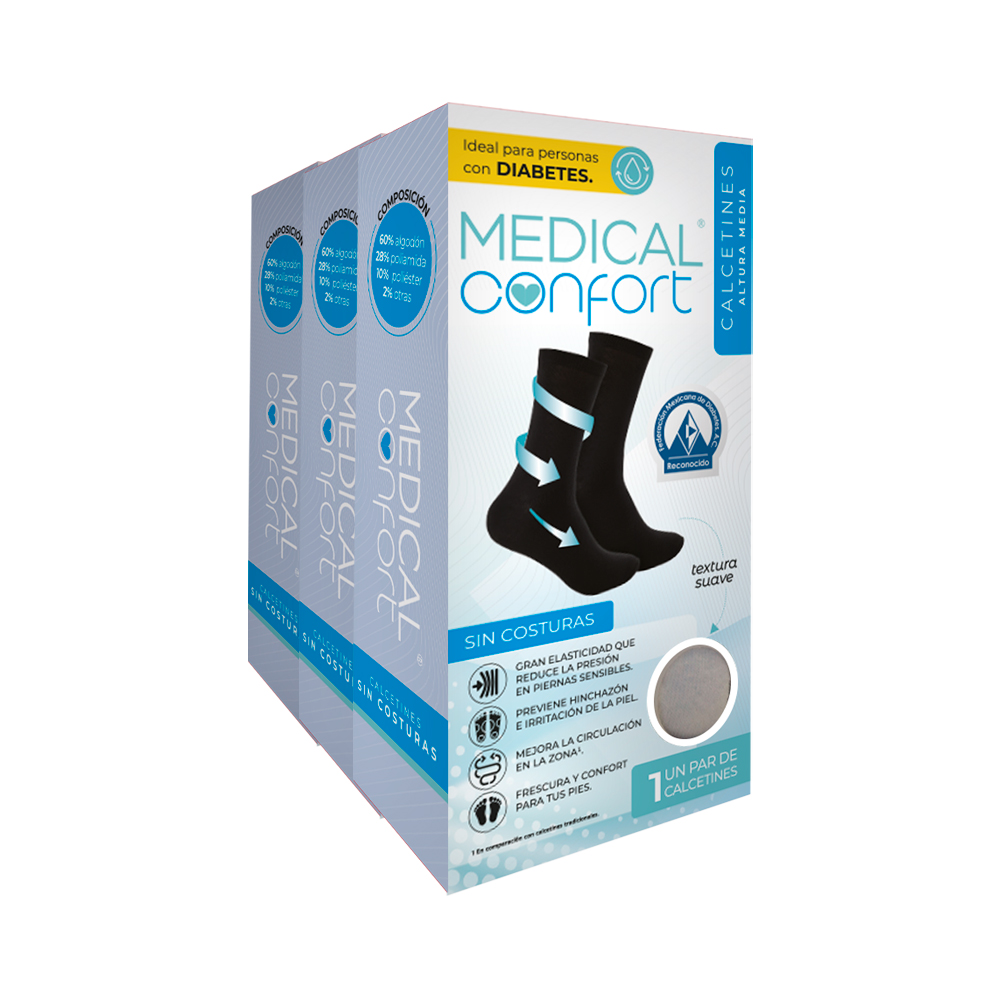 Calcetines Para Diabéticos Medical Confort Altura Media Color Blanco 3 Pares