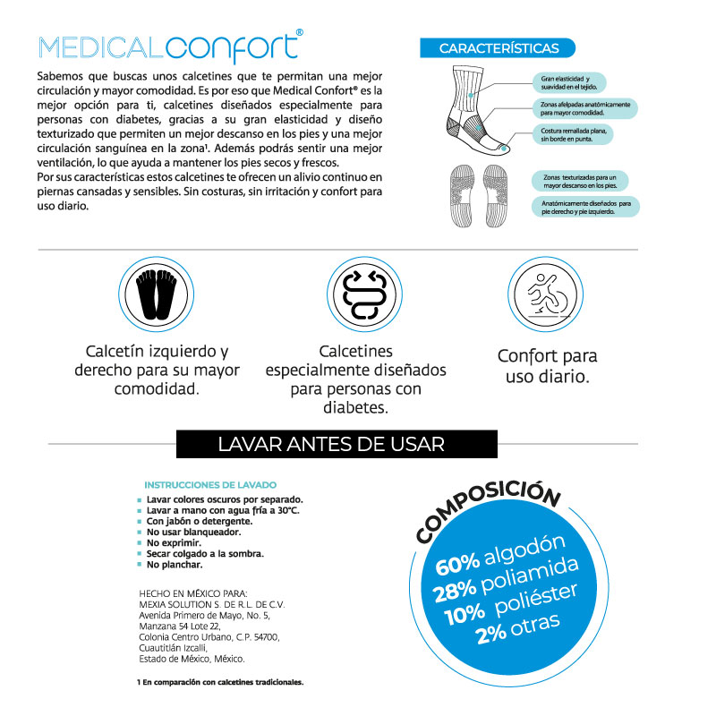 Foto 8 pulgar | Calcetines Para Diabéticos Medical Confort Altura Media Color Blanco 3 Pares