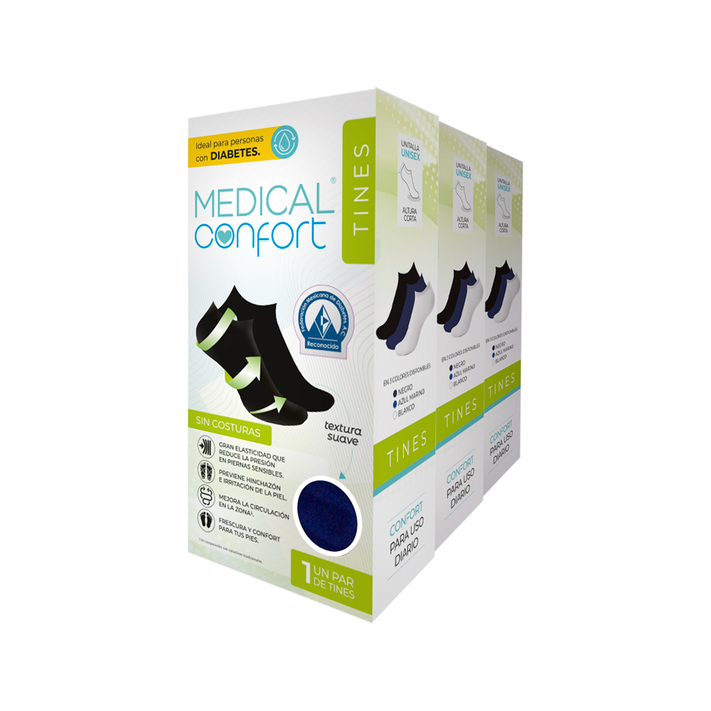 Calcetines Para Diabéticos Medical Confort Altura Corta Color Azul Marino 3 Pares