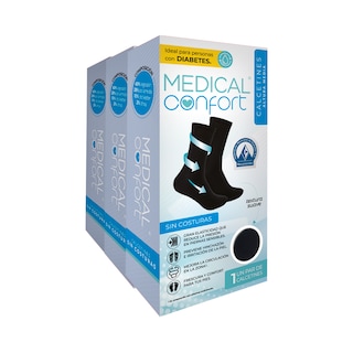 Foto 1 | Calcetines Para Diabéticos Medical Confort Altura Media Color Negro 3 Pares