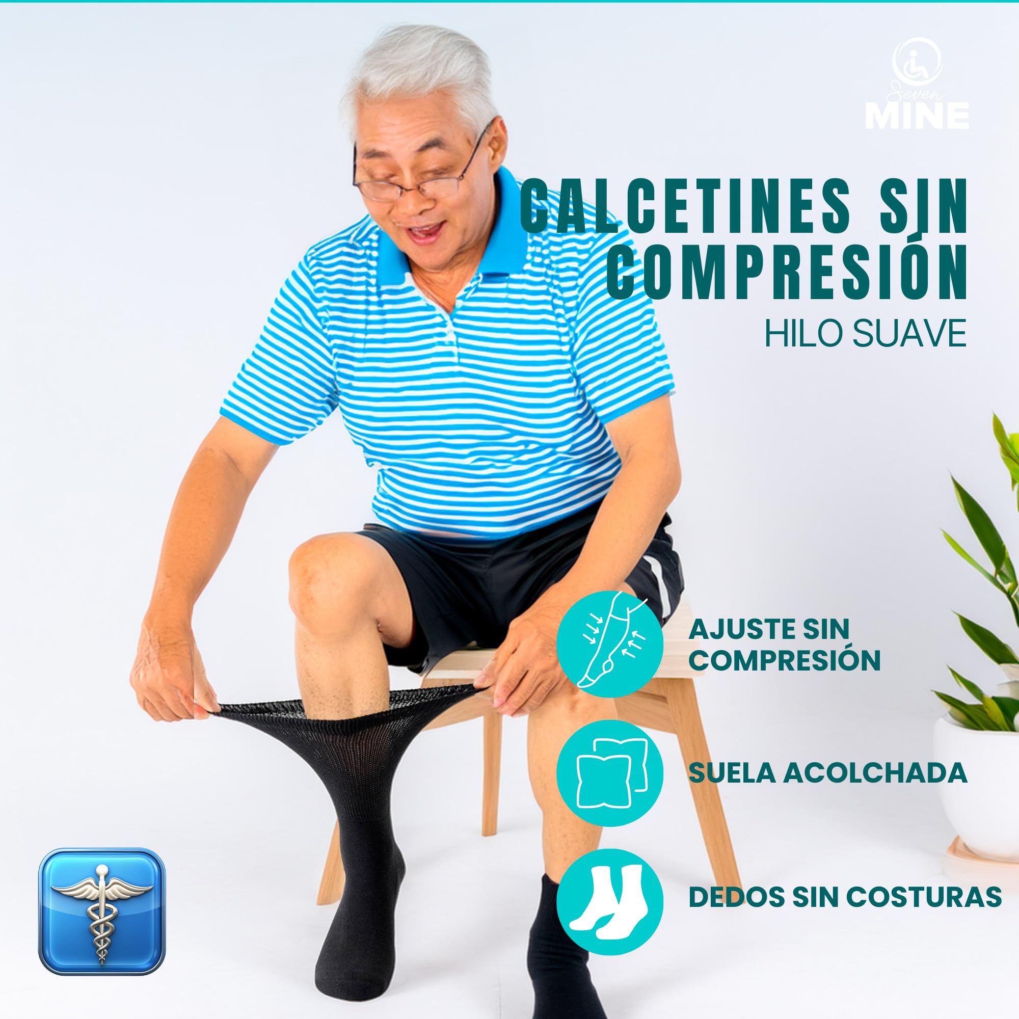 Foto 3 pulgar | Calcetines para Hombre sin Compresión para Diabéticos 9 Pares