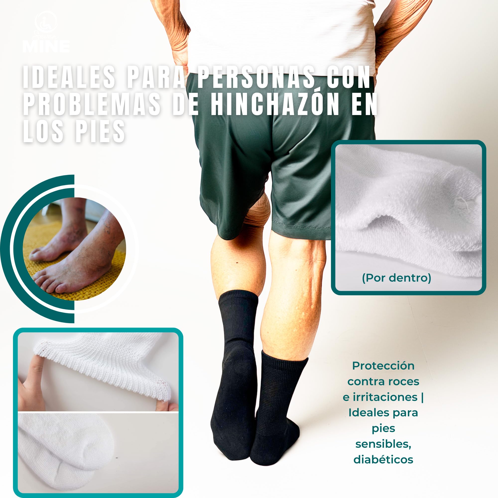 Foto 5 pulgar | Calcetines para Hombre sin Compresión para Diabéticos 9 Pares