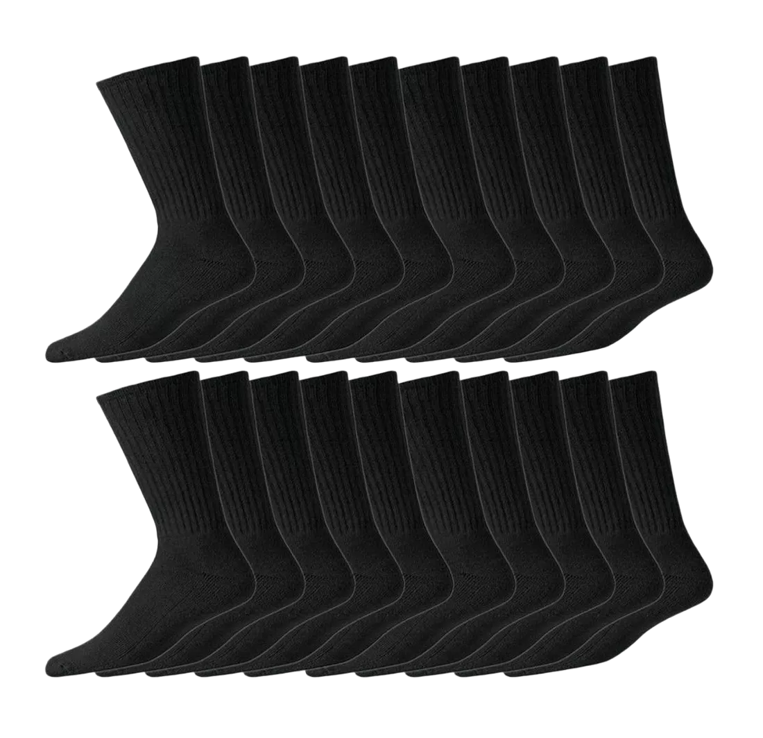 Calcetines Para Trabajo 100 % Algodón 12 Pares Negro