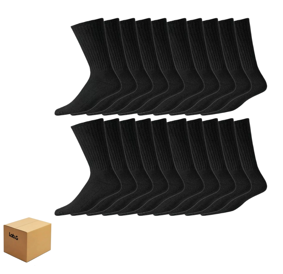 Calcetines Para Trabajo Lab.g 100 % Algodon 12 Pares, Negro
