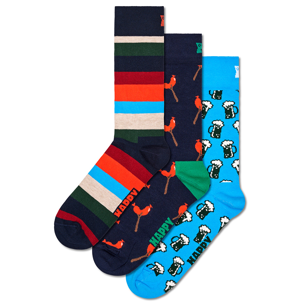 Foto 2 pulgar | Set Calcetines Happy Socks Diseño Cerveza Y Salchichas Unisex 3 Pares