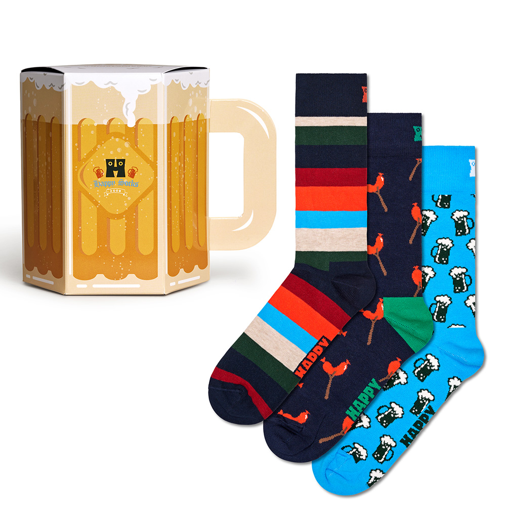 Foto 7 pulgar | Set Calcetines Happy Socks Diseño Cerveza Y Salchichas Unisex 3 Pares