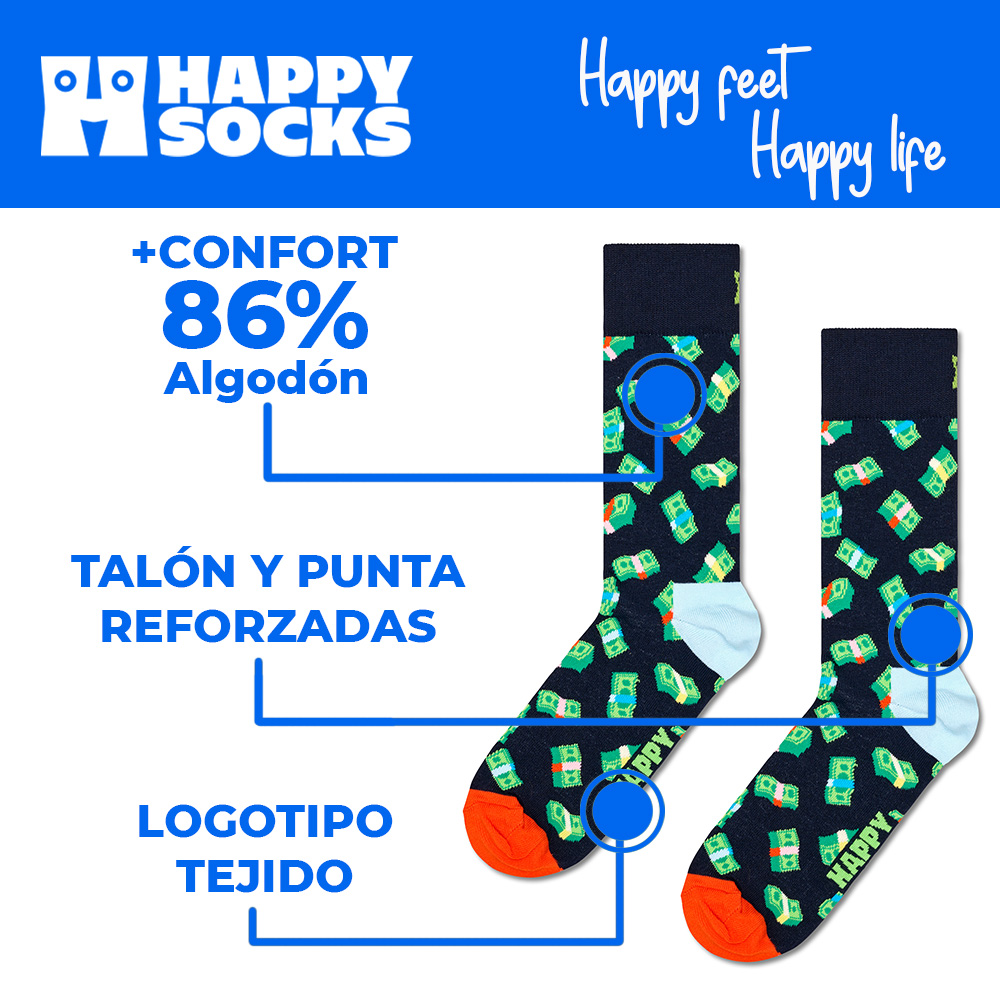 Foto 5 pulgar | Calcetines Happy Socks Diseño Billetes Unisex