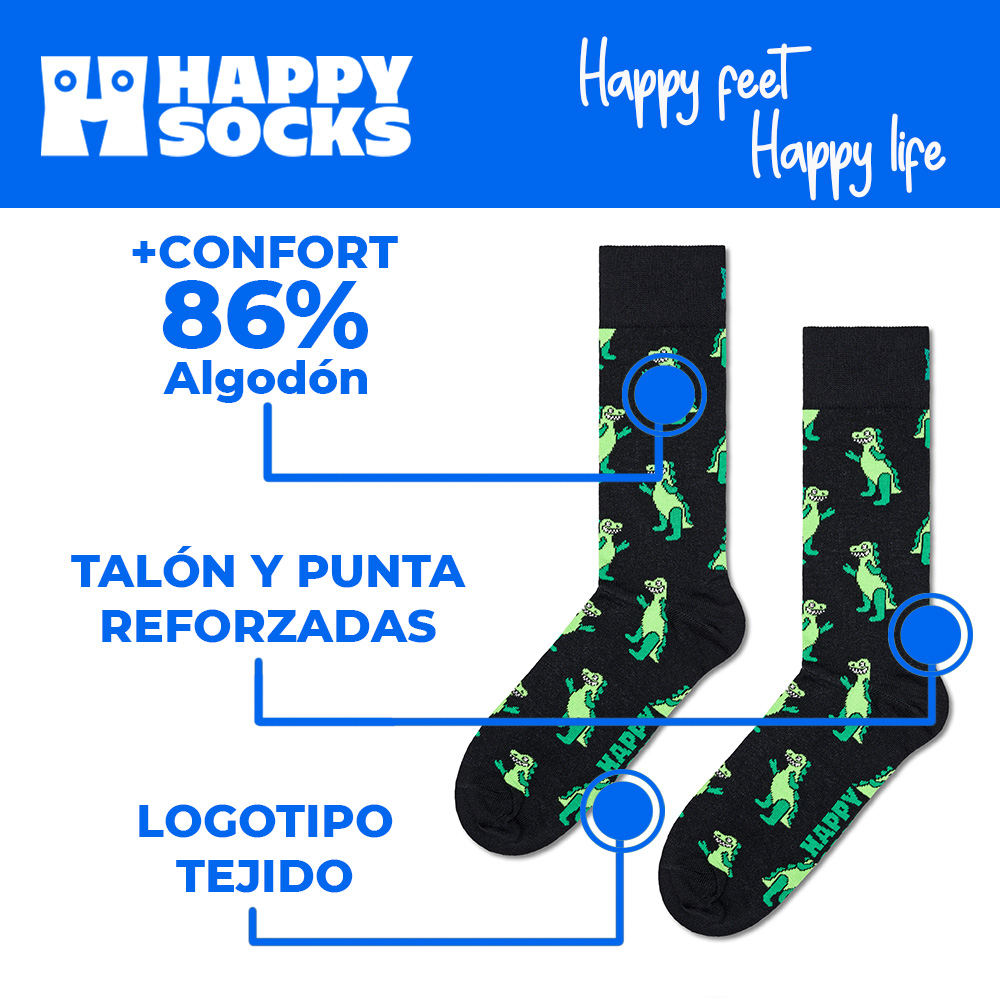 Foto 5 pulgar | Calcetines Happy Socks Diseño Dinosaurio Unisex