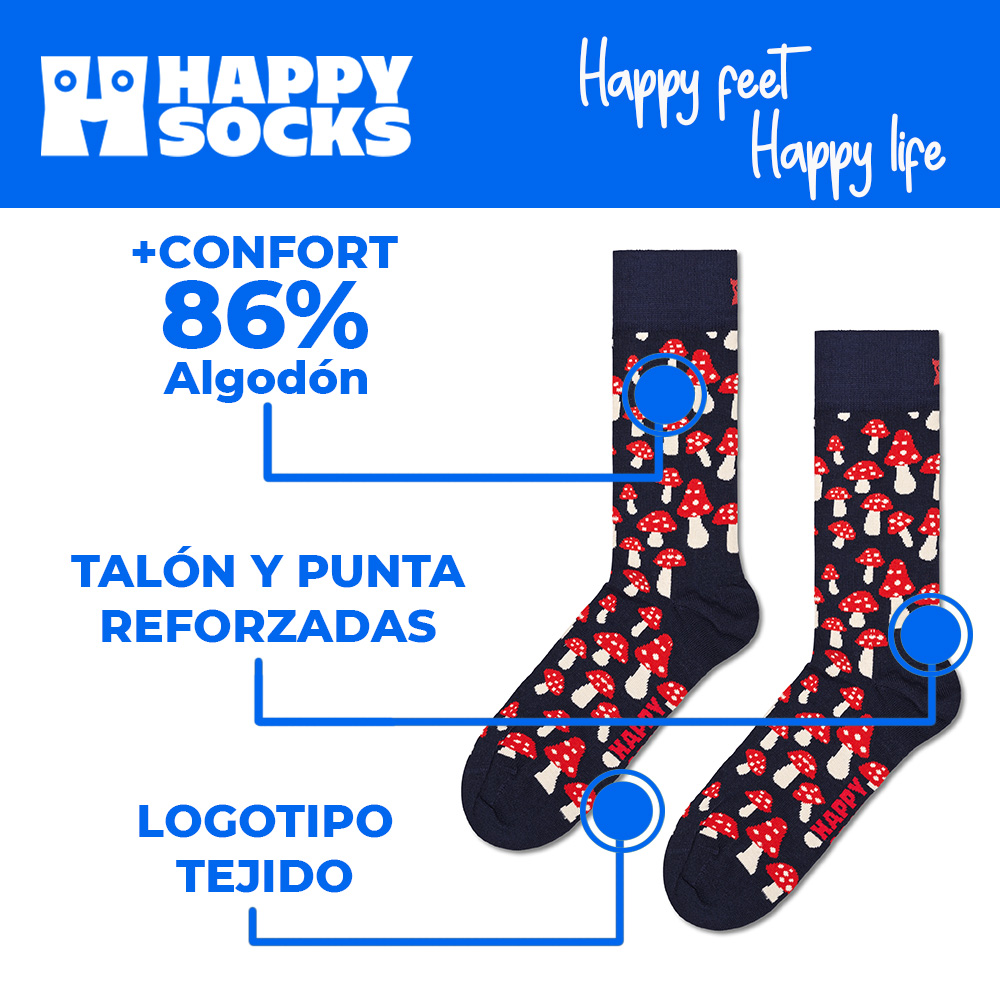 Foto 5 pulgar | Calcetines Happy Socks Diseño Hongos Unisex