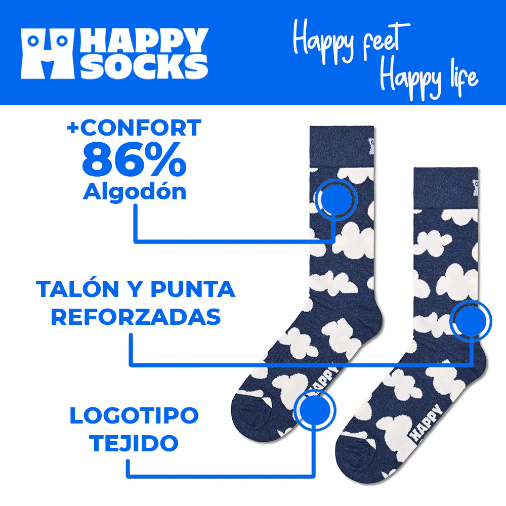 Foto 5 pulgar | Calcetines Happy Socks Diseño Nubes Unisex