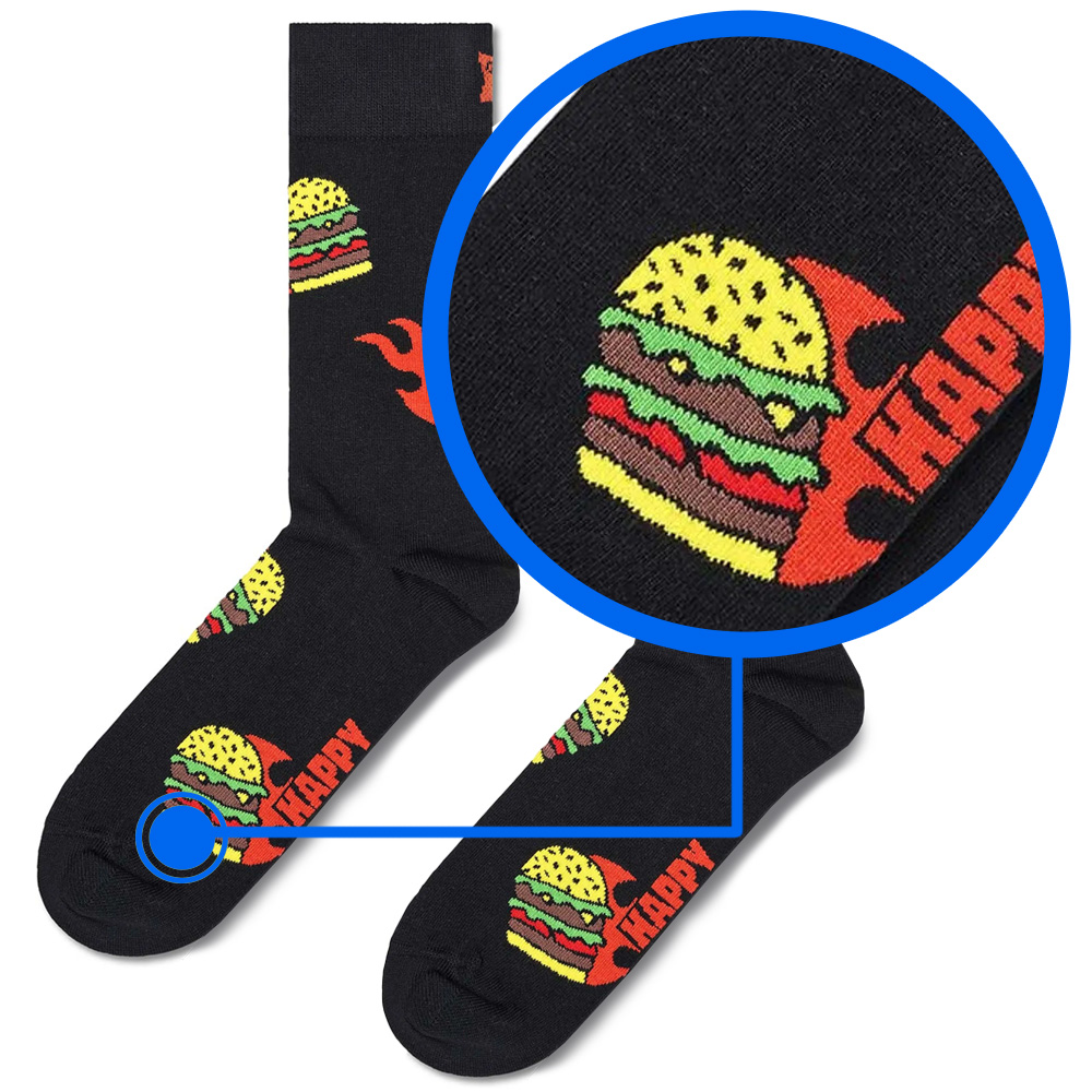 Foto 4 pulgar | Calcetines Happy Socks Diseño Flaming Burger Unisex