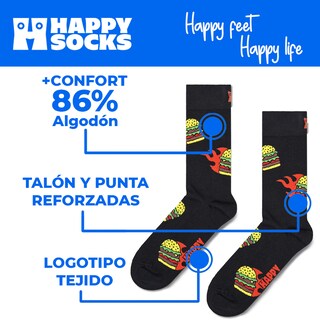Foto 4 | Calcetines Happy Socks Diseño Flaming Burger Unisex