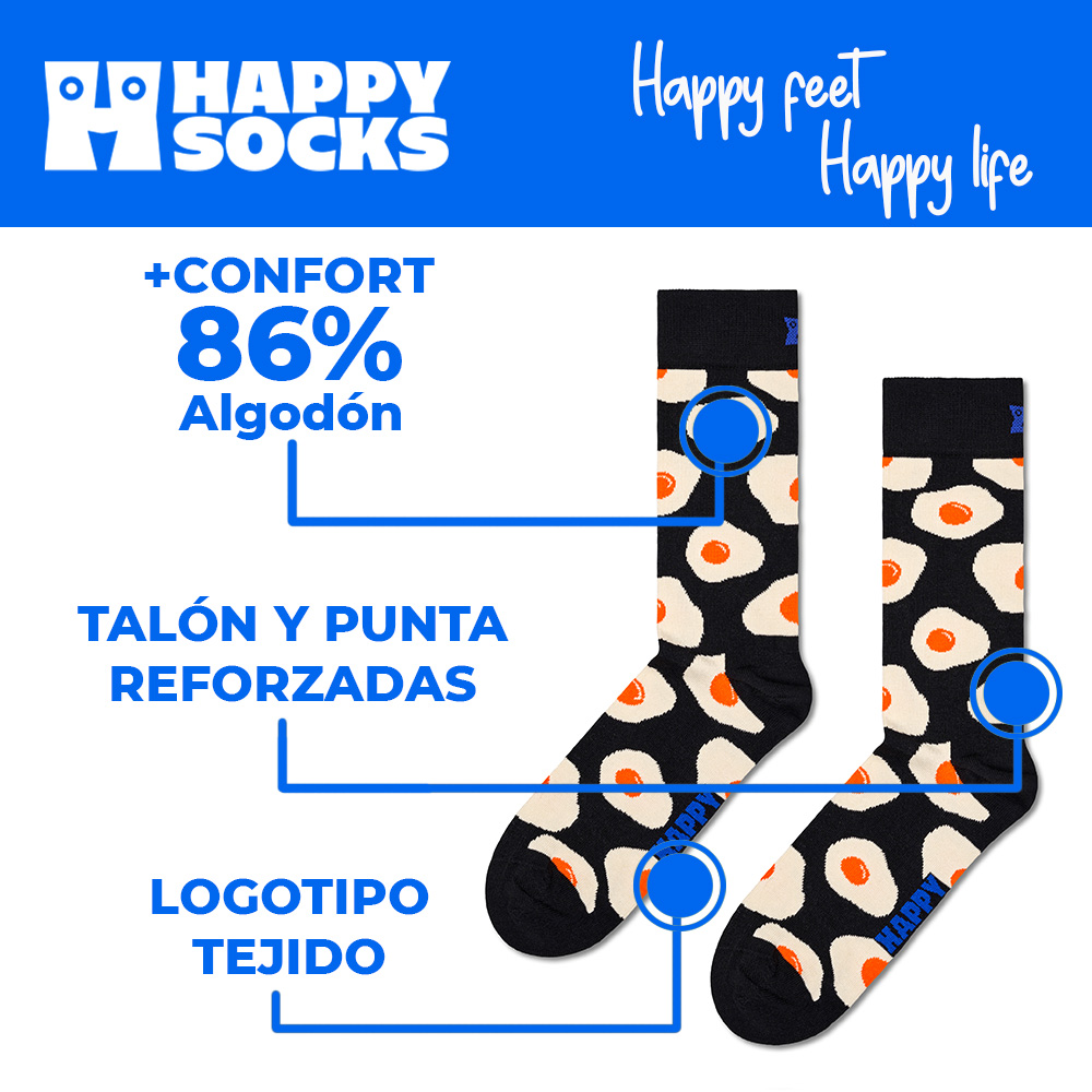 Foto 5 pulgar | Calcetines Happy Socks Diseño Sunny Side Up (huevo Estrellado)