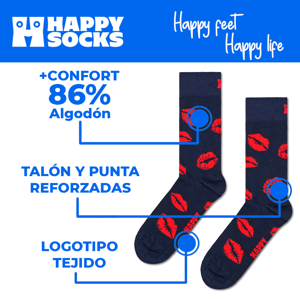 Foto 5 pulgar | Calcetines Happy Socks Diseño Labios Kisses Multicolor Unisex