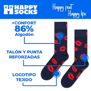 Foto 4 | Calcetines Happy Socks Diseño Labios Kisses Multicolor Unisex