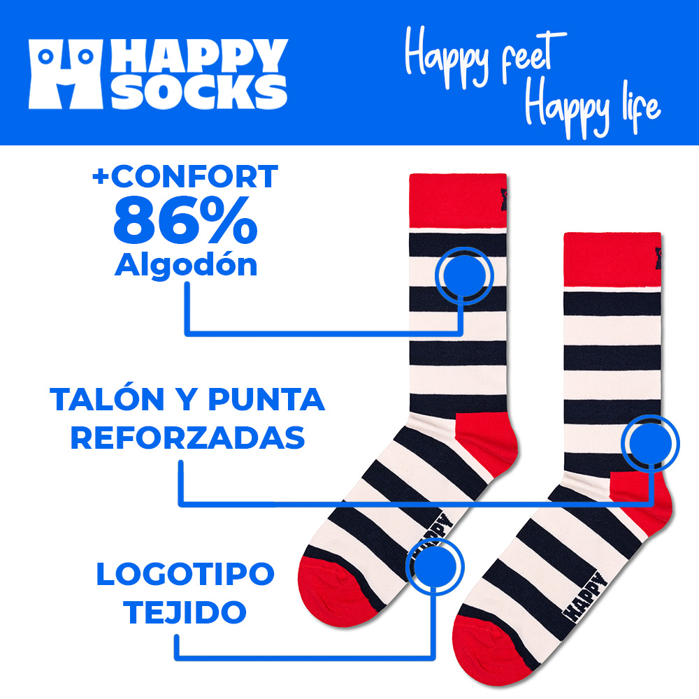 Foto 5 pulgar | Calcetines Happy Socks Diseño Líneas Azules Unisex