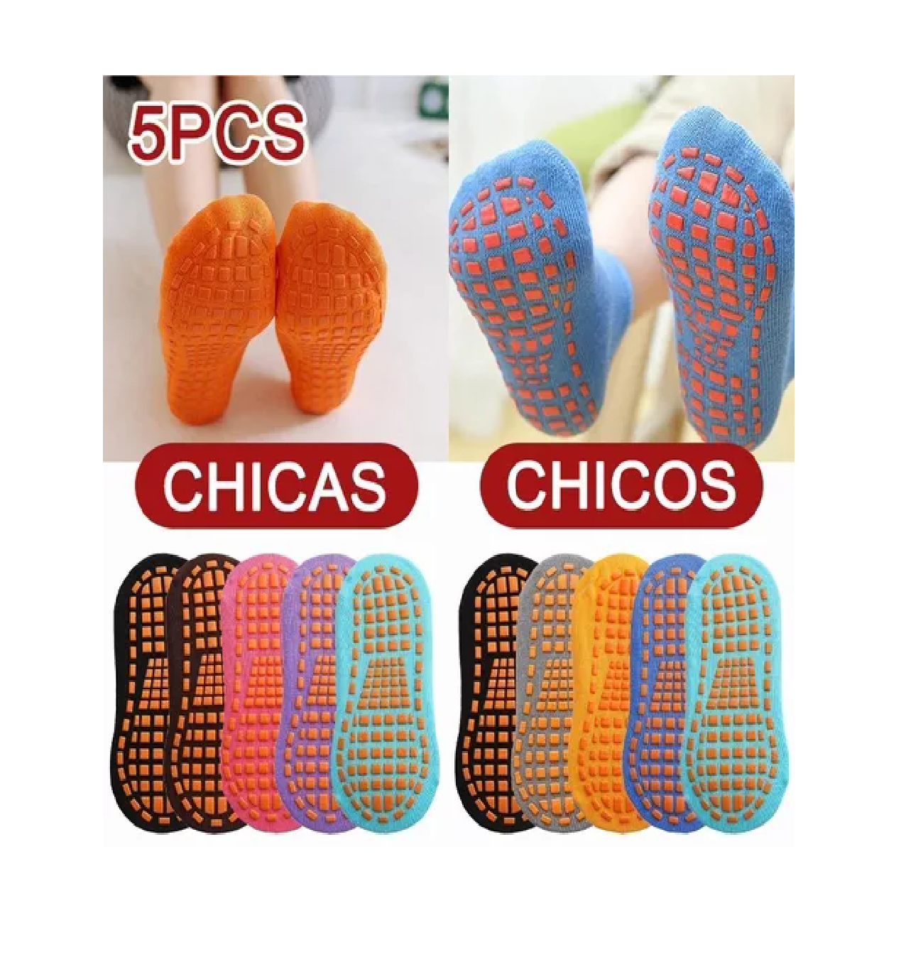 Foto 3 pulgar | Calcetines Antideslizantes Belug Multicolor para Niños de 1-12 Años 5 Pares