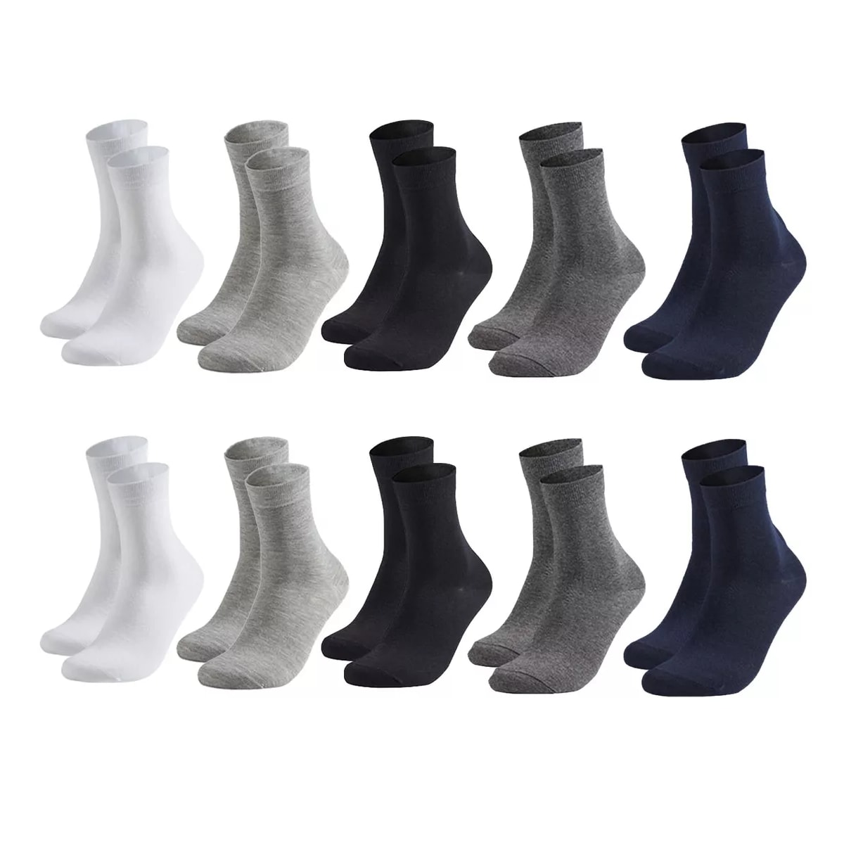 Calceta Deportiva 100% Algodón 10 Pares 5 Colores Mezclado para Hombre $689