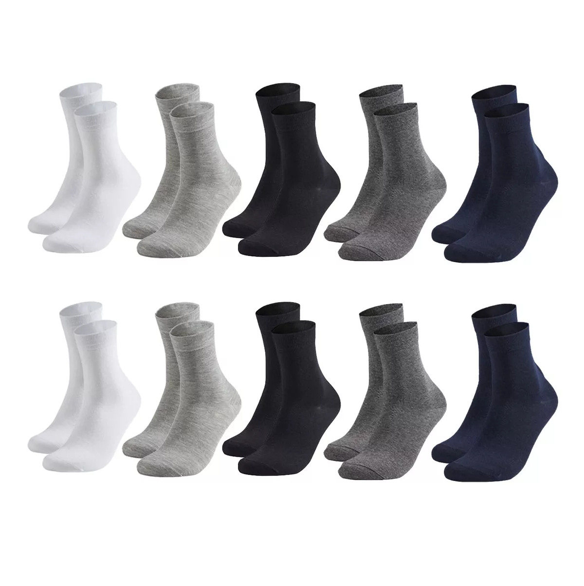 Calceta Deportiva 100% Algodón 10 Pares 5 Colores Mezclado para Hombre