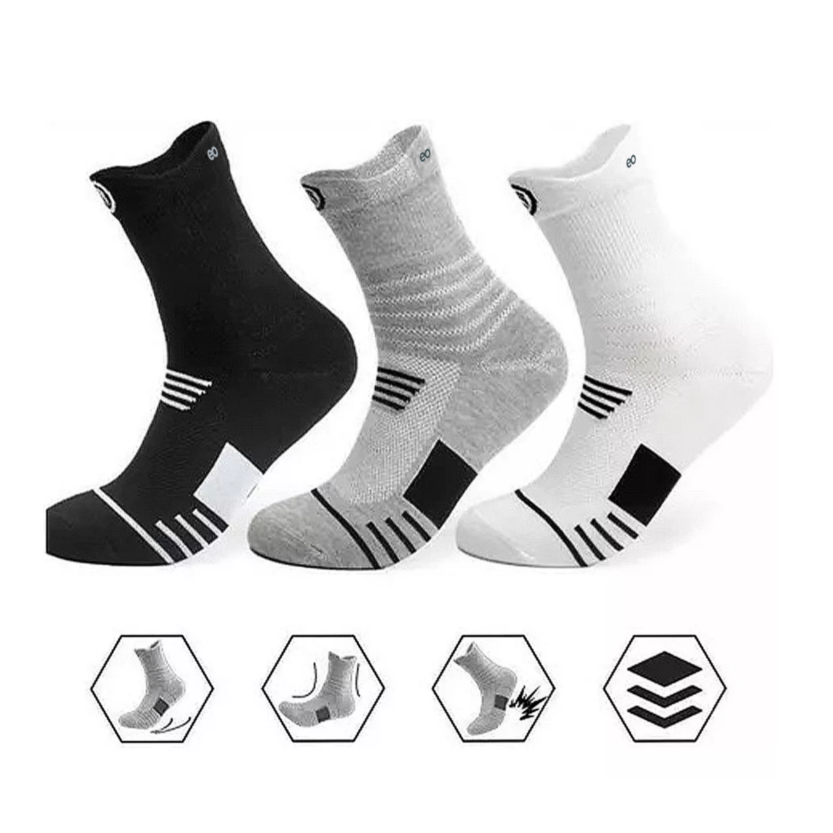 Foto 3 pulgar | Set 12pares De Calcetas Deportivas Eo Safe Imports Esi-14674-1 Multicolor