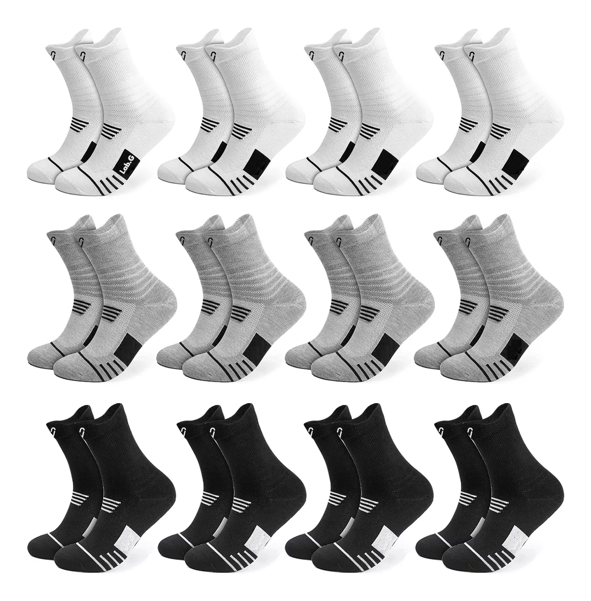 Calceta Deportiva Hombre 100% Algodón 12 Pares, Color Mezclado