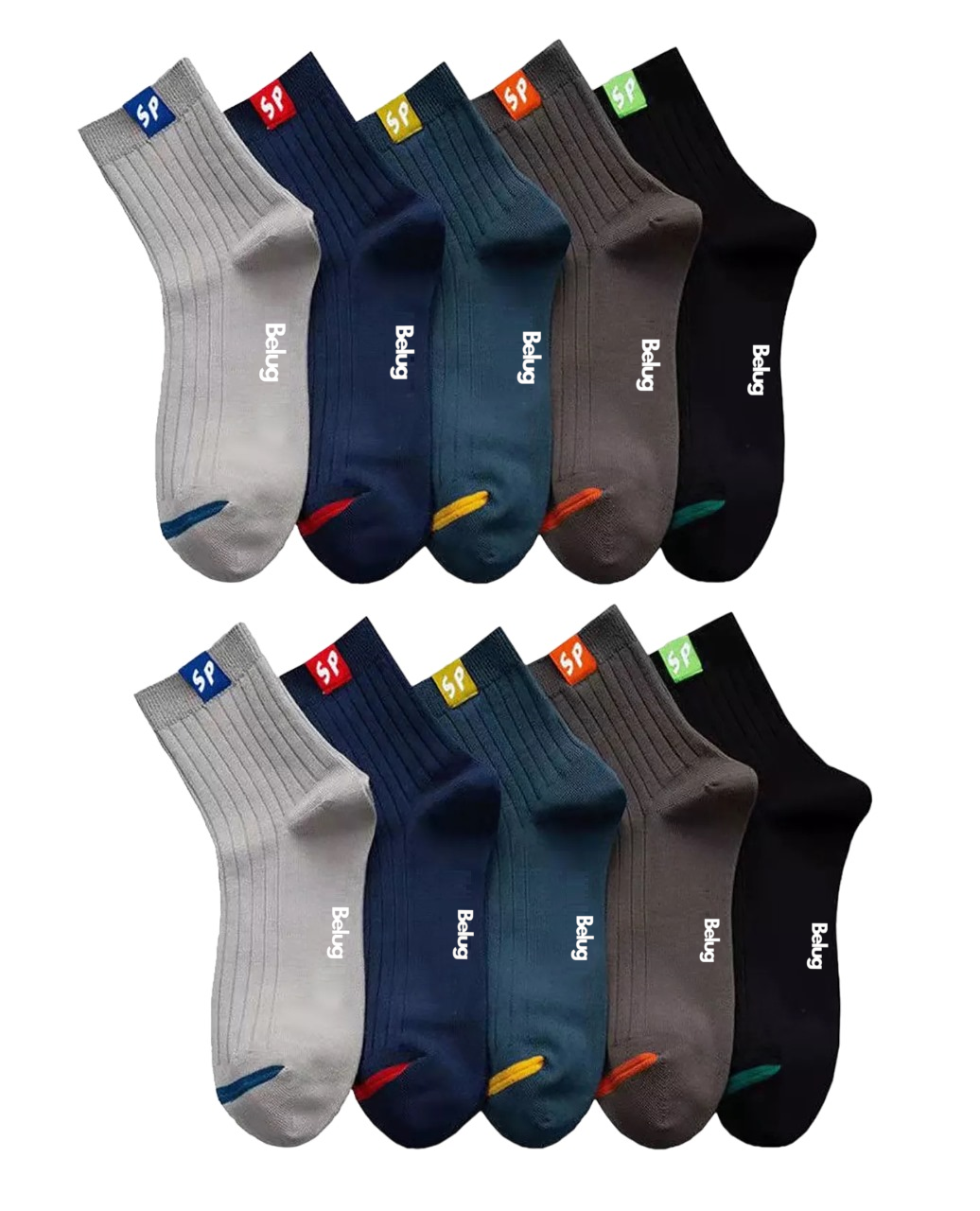 Foto 2 pulgar | Calceta Deportiva Hombre 100% Algodón Unisex 10 Pares,  Belug Combinación De Colores