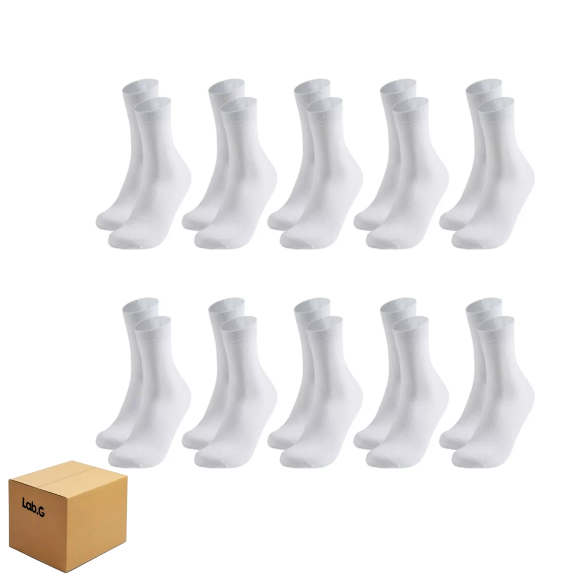 Foto 2 pulgar | Calceta Deportiva Lab.g Para Hombre 100% Algodón 10 Pares Blanco