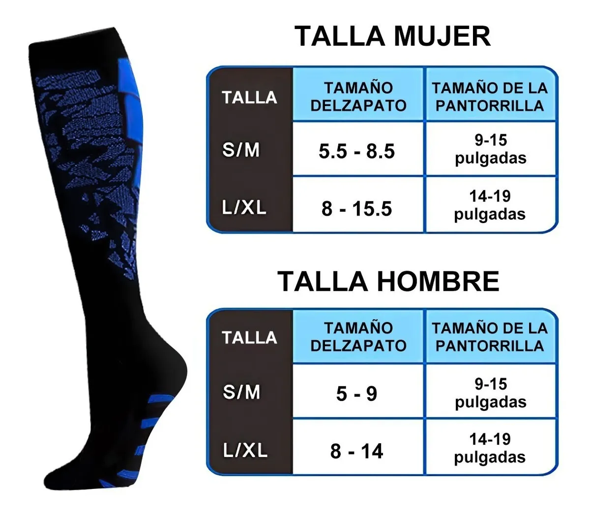 Foto 2 | Calcetines Largos De Compresión Belugdeportivos Unisex 6 Pares Negro Talla:s/m