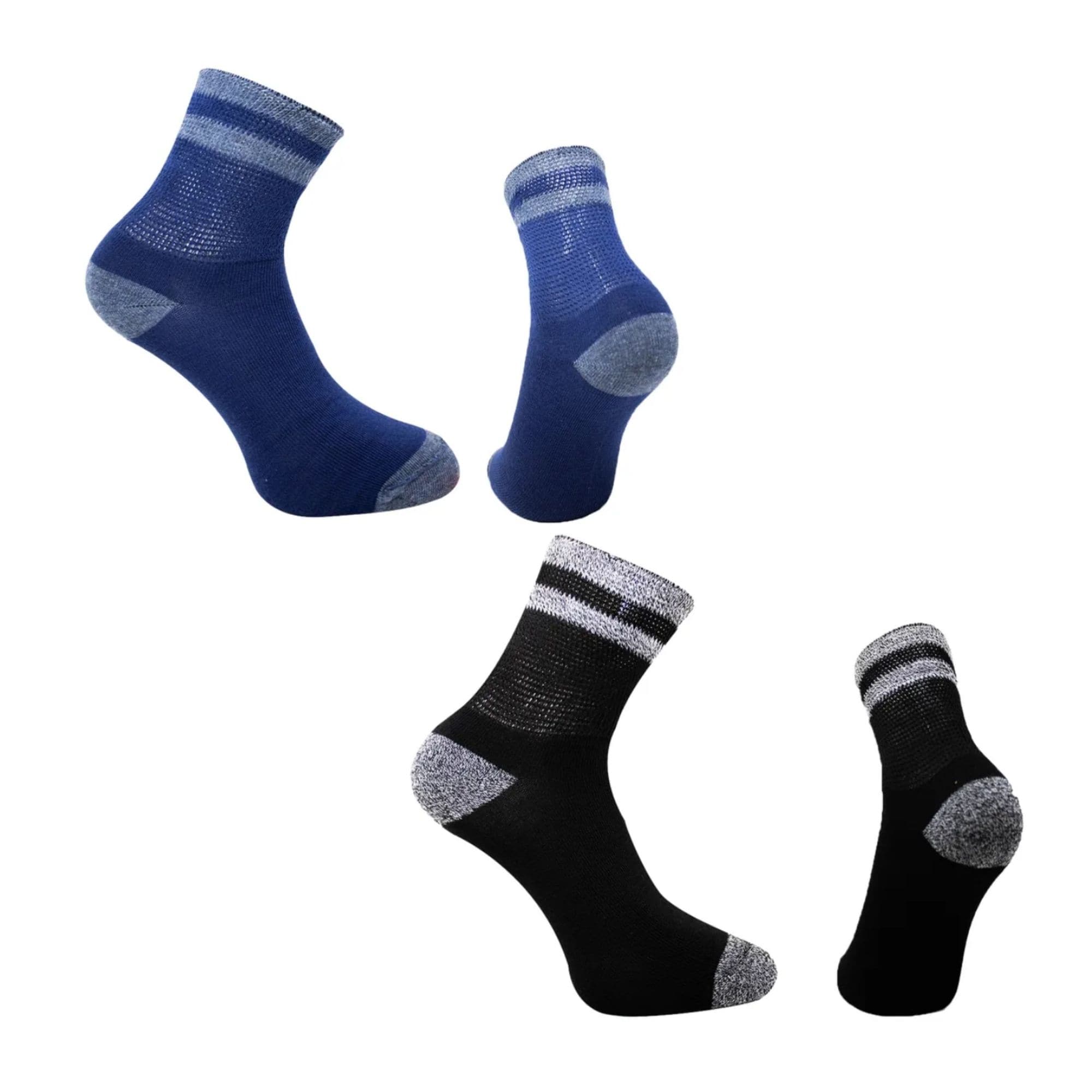 12 Pares Calceta Quarter Para Hombre, Pie Diabetico, Wilson, Color Marino Y Negro $700
