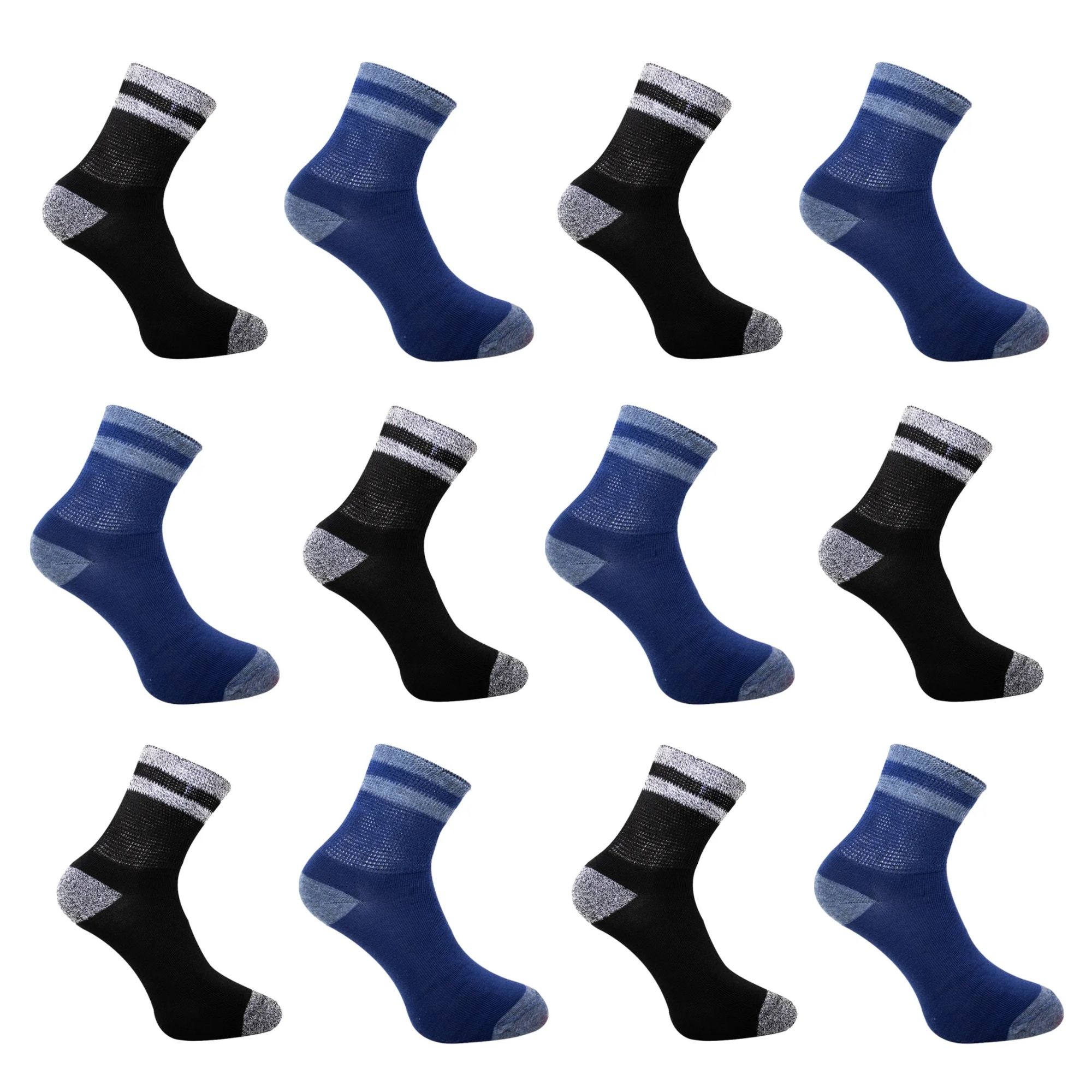 Foto 3 pulgar | 12 Pares Calceta Quarter Para Hombre, Pie Diabetico, Wilson, Color Marino Y Negro