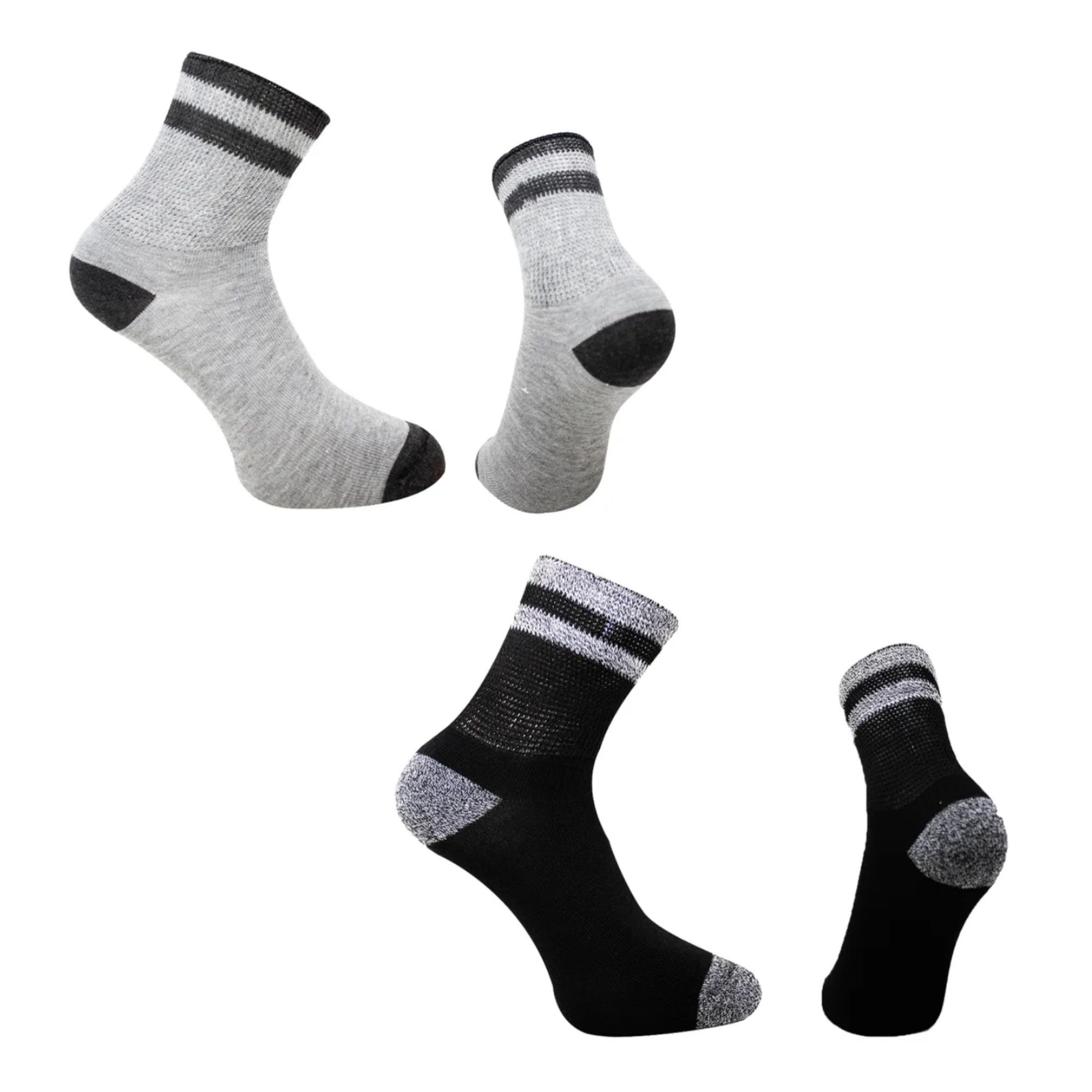 Foto 2 pulgar | 12 Pares Calceta Quarter Para Hombre, Pie Diabetico, Wilson, Color Jaspe Y Negro