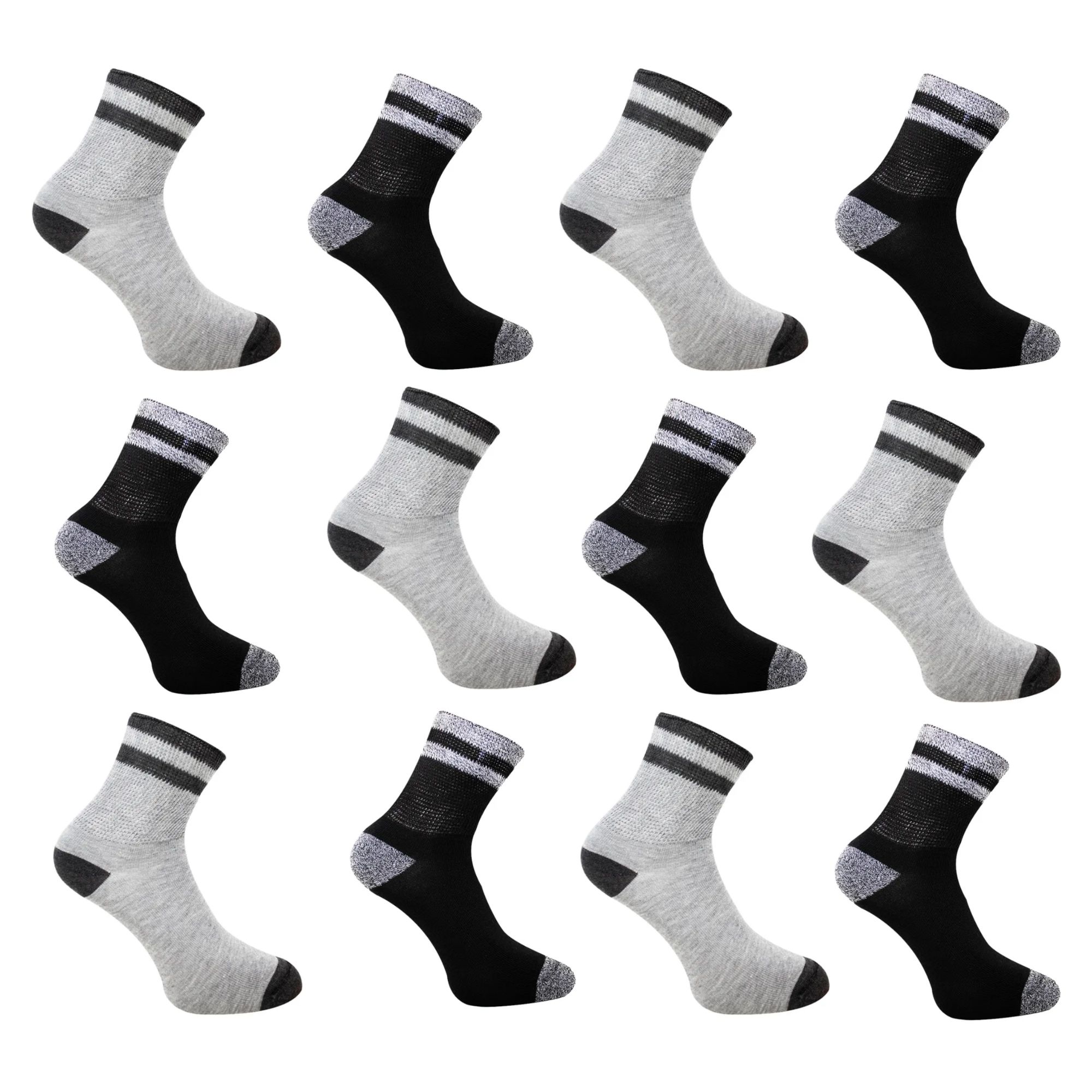Foto 3 pulgar | 12 Pares Calceta Quarter Para Hombre, Pie Diabetico, Wilson, Color Jaspe Y Negro