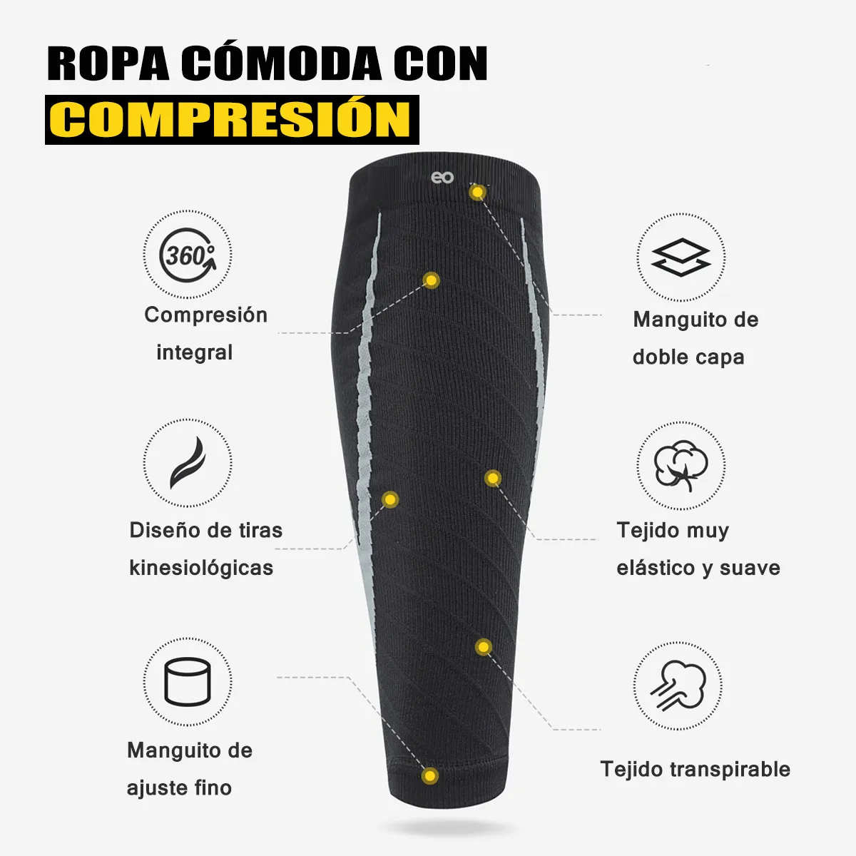Foto 3 pulgar | Medias Compresión Pantorrilla Unisex L/xl Eo Safe Imports Esi-19775 Negro