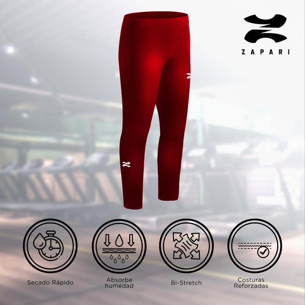 Foto 3 pulgar | Zapari Licra Deportiva Larga Interior Para Niño  Mallas Deportivas Para Hombre. Leggins De Compresió Rojo