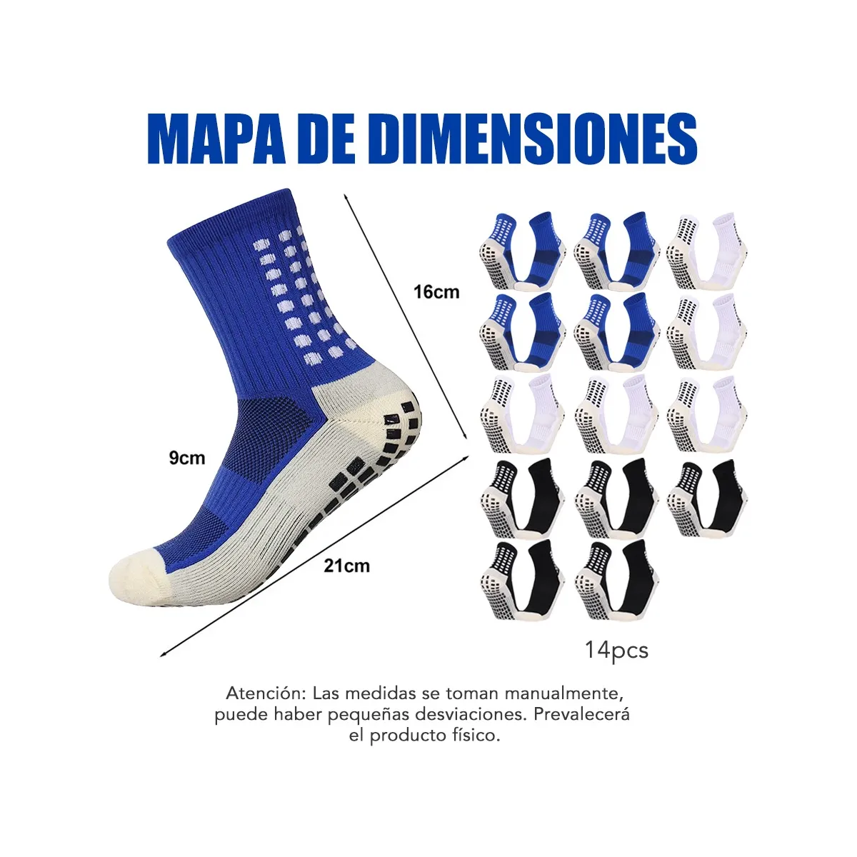 Foto 3 pulgar | Kit 14 Pares Calcetines Futbol Antideslizantes Eo Safe Imports Esi-20248 Multicolor