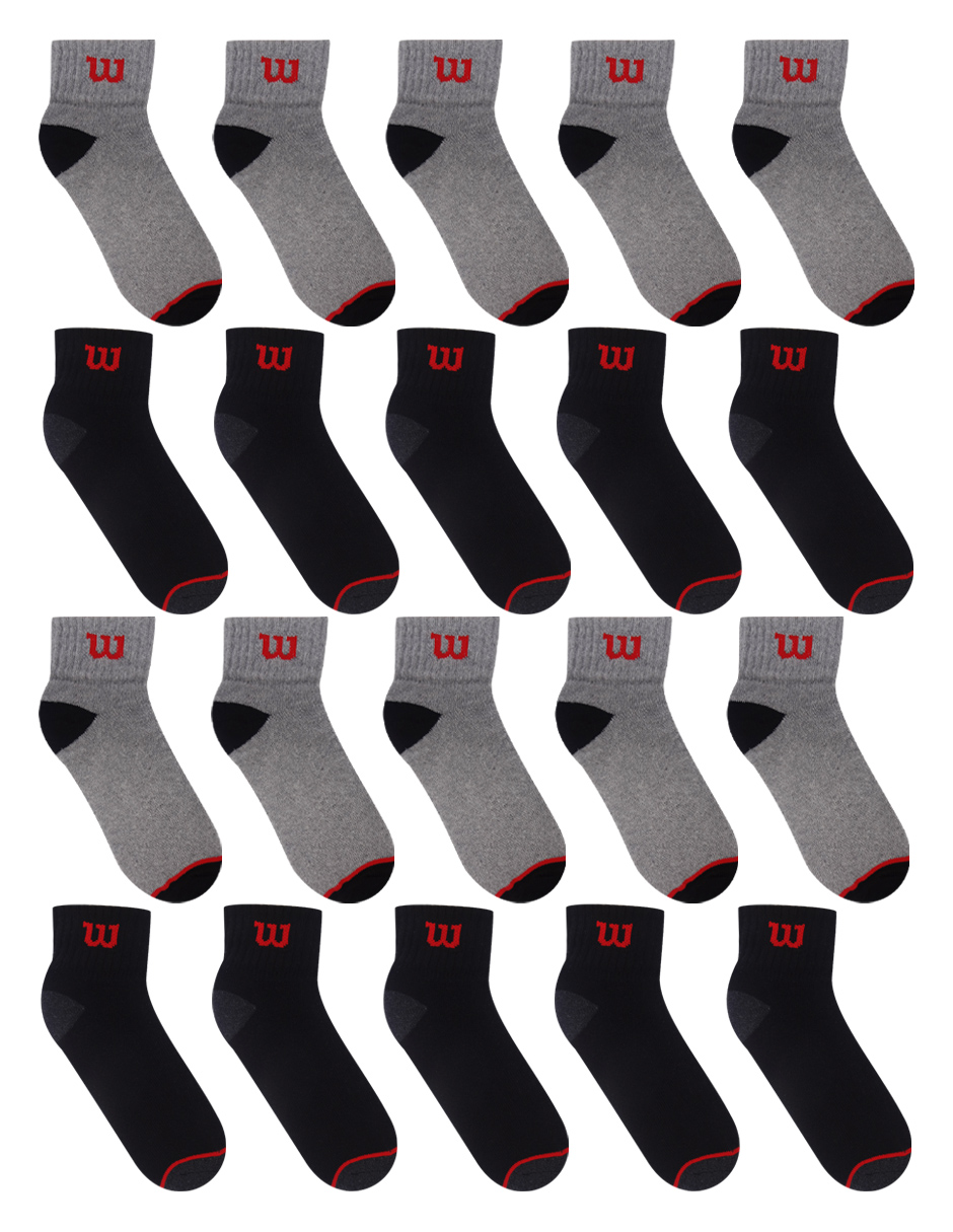 Foto 4 pulgar | Paquete Quarter Caballero Wilson Multicolor Felpa 20 Pares 10 Jaspe Punta Talon / 10 Negro Punta Talon