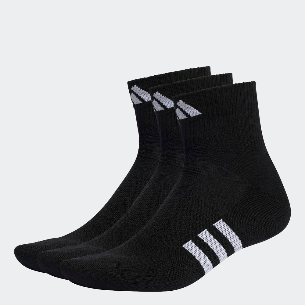 Foto 2 | Calcetines Acolchados Corte Medio 3 Pares Adidas Negro Unisex