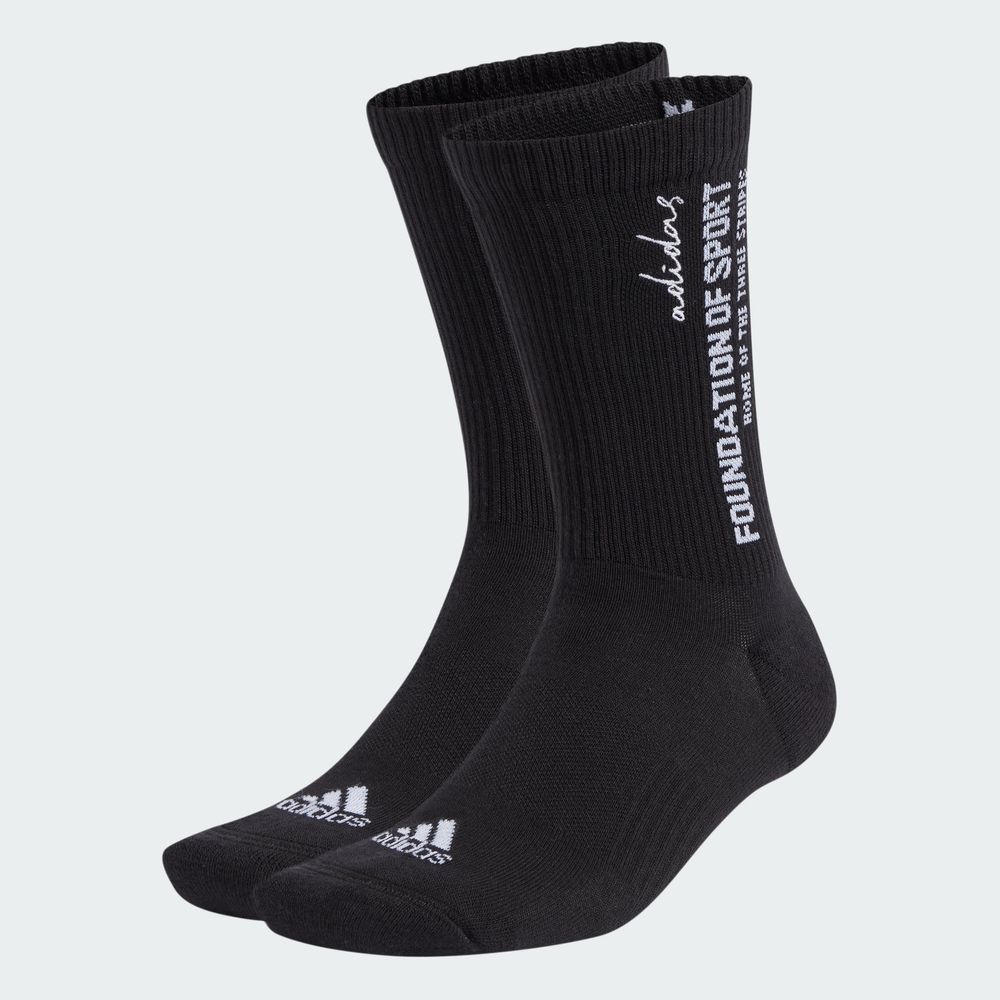 Calcetines Clásicos Sportswear Slogan Acolchados Y Estampados 2 Pares Adidas Negro Unisex