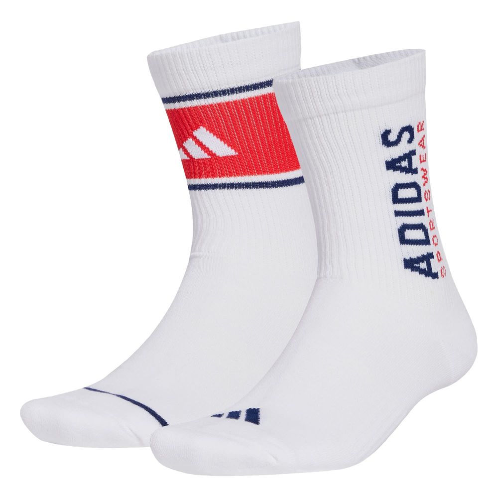 Foto 2 pulgar | Calcetines A Media Pantorrilla Sportswear Block 2 Pares Adidas Blanco Unisex