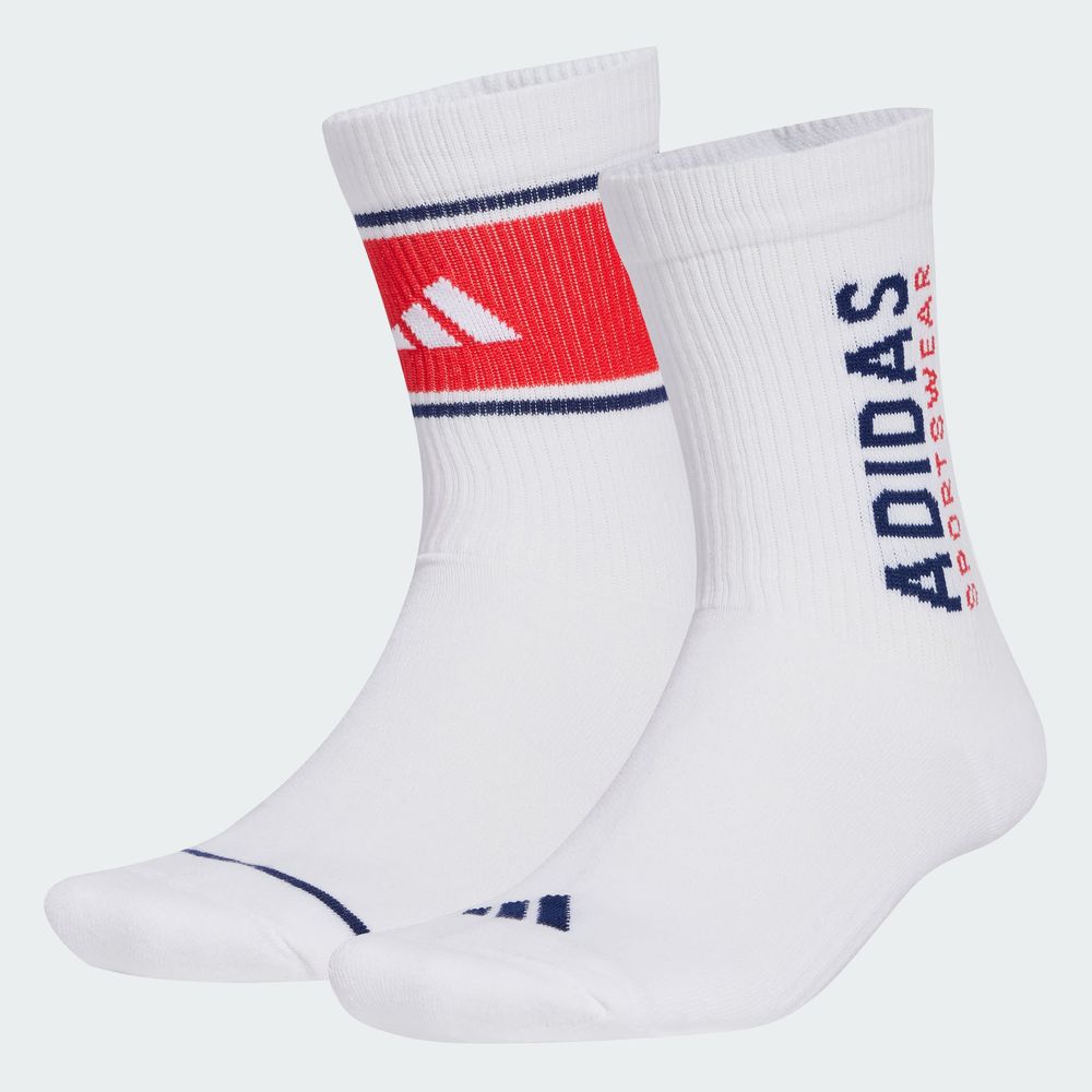 Foto 3 pulgar | Calcetines A Media Pantorrilla Sportswear Block 2 Pares Adidas Blanco Unisex