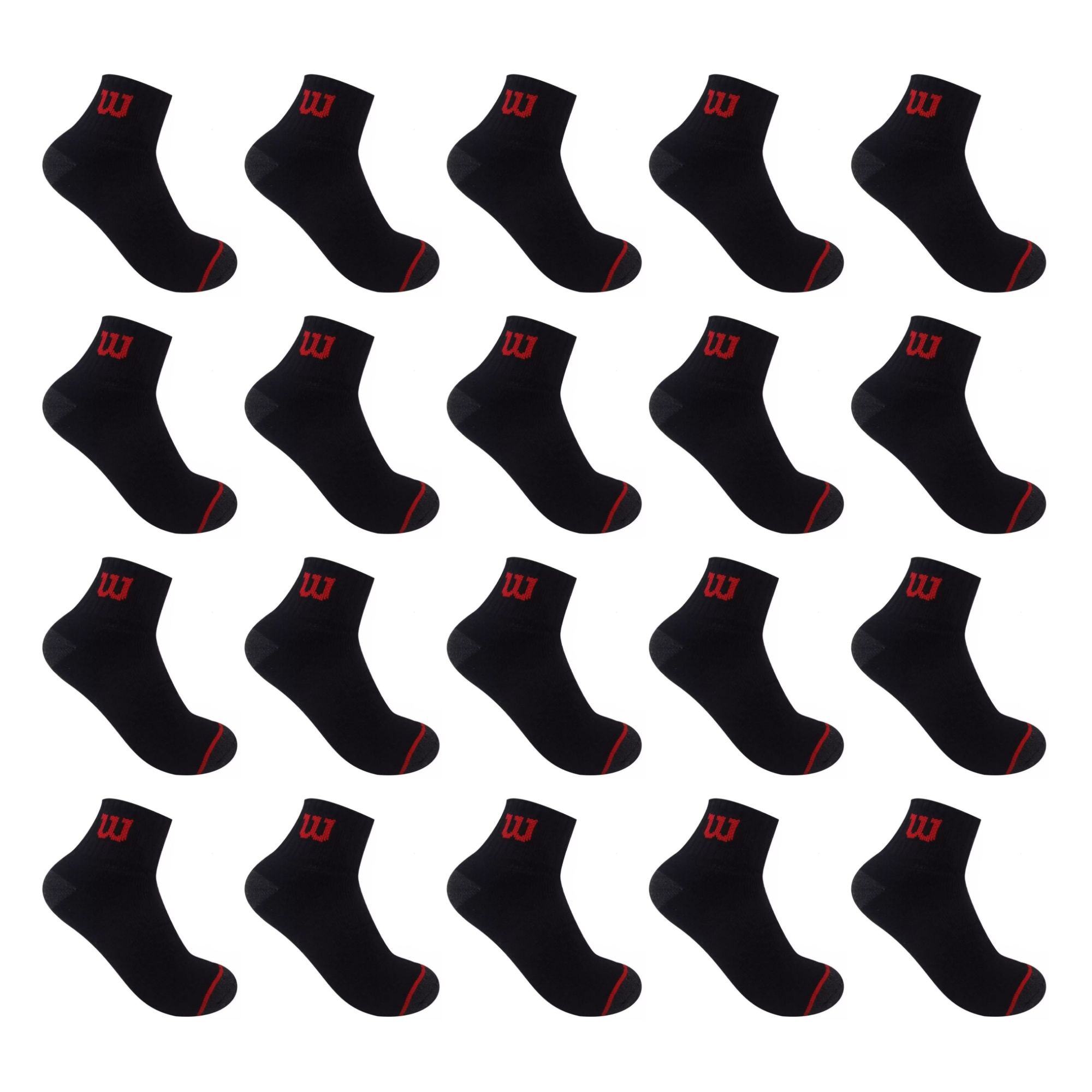 Foto 3 pulgar | 20 Pares De Tines Cortos Para Hombre Wilson Color Negro Afelpadas