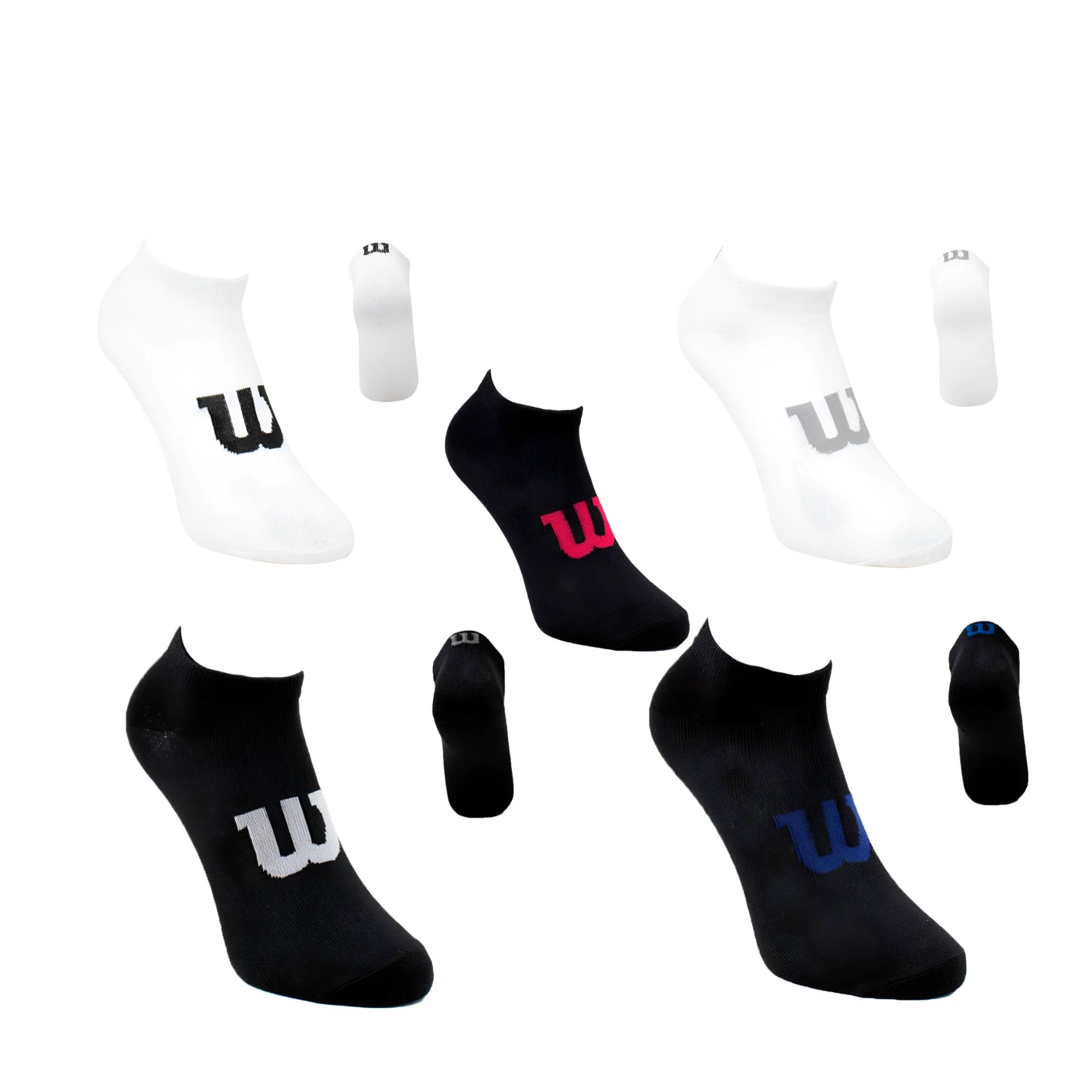 Foto 2 pulgar | 20 Pares Tin Para Hombre Wilson Color Blanco Y Negro Logo Multicolor Super Soft