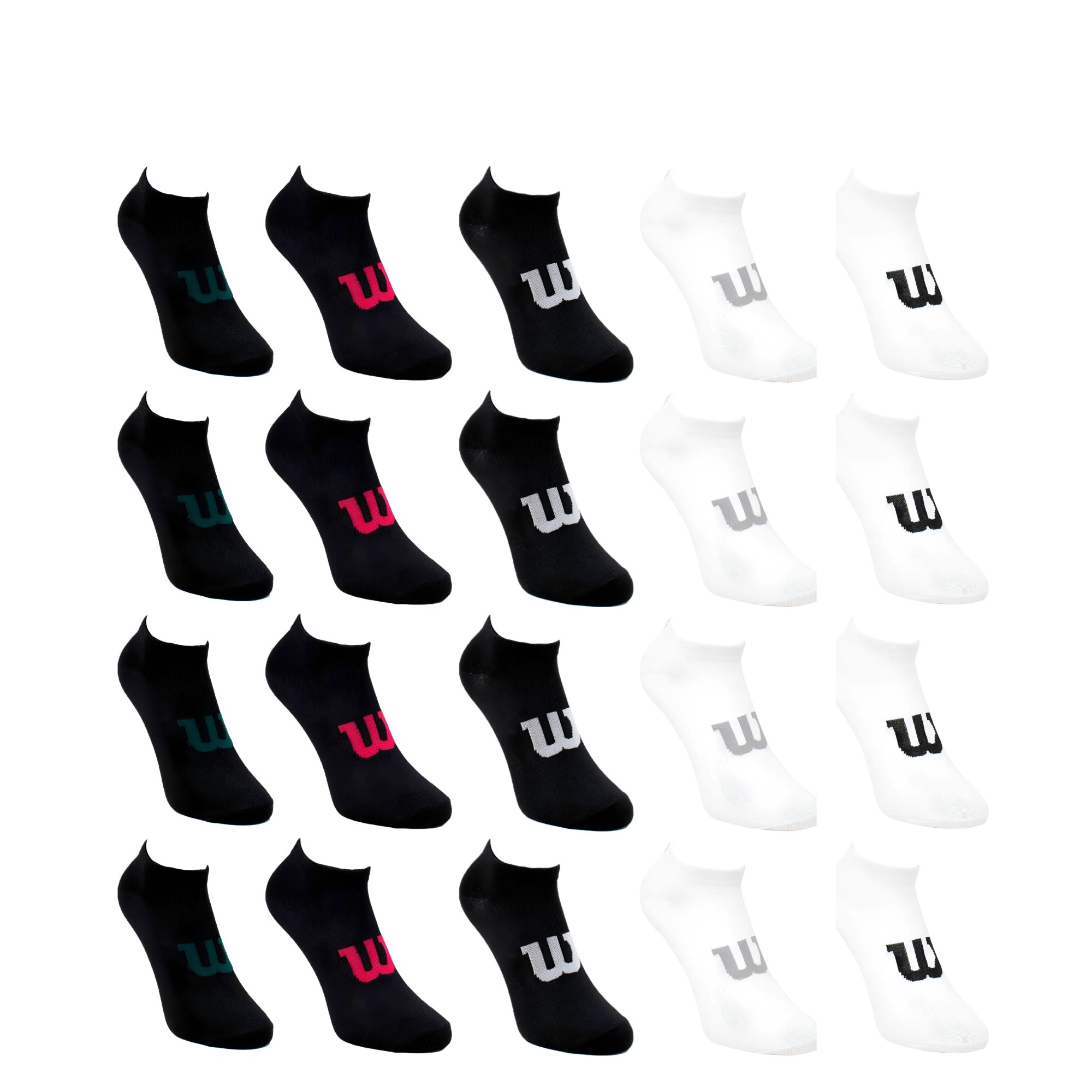Foto 3 pulgar | 20 Pares Tin Para Hombre Wilson Color Blanco Y Negro Logo Multicolor Super Soft