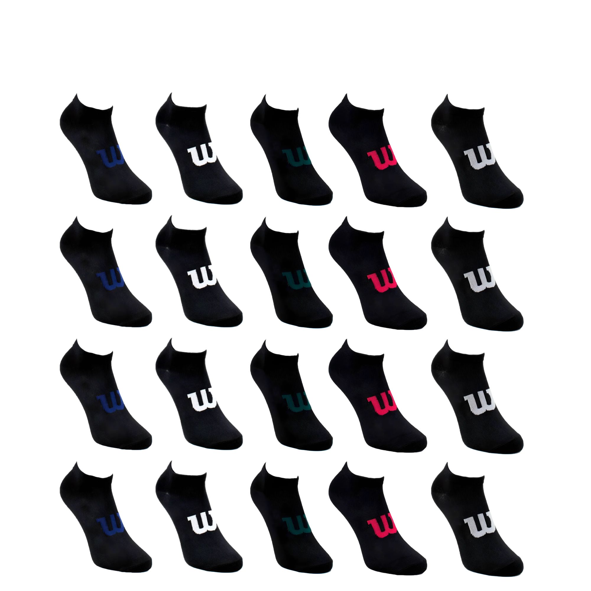 Foto 3 pulgar | 20 Pares Tin Para Hombre Wilson Color Negro Logo Multicolor Super Soft