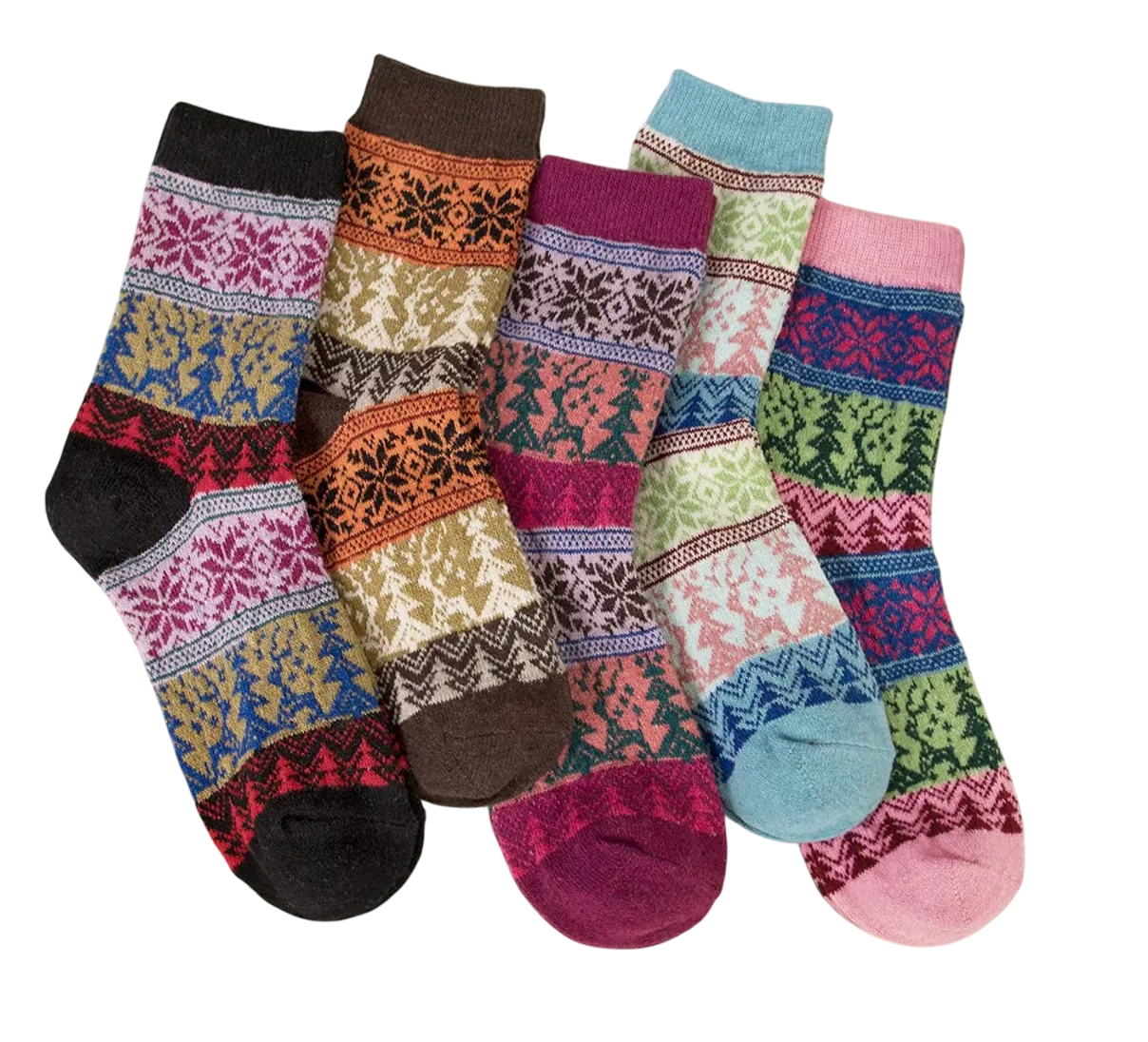 Foto 2 pulgar | Calcetines De Mujer Termicos Lana Suaves Estampados 5 Pares Colores
