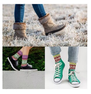 Foto 4 | Calcetines De Mujer Termicos Lana Suaves Estampados 5 Pares Colores