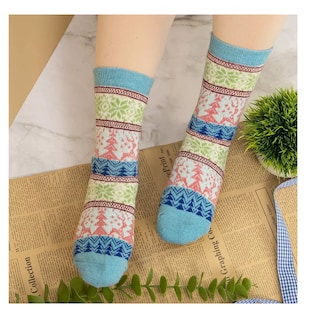 Foto 5 | Calcetines De Mujer Termicos Lana Suaves Estampados 5 Pares Colores